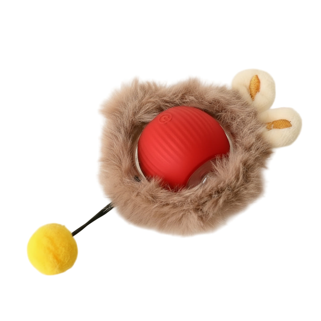 Smart Interactive Cat Toy – Plush Rolling Ball
