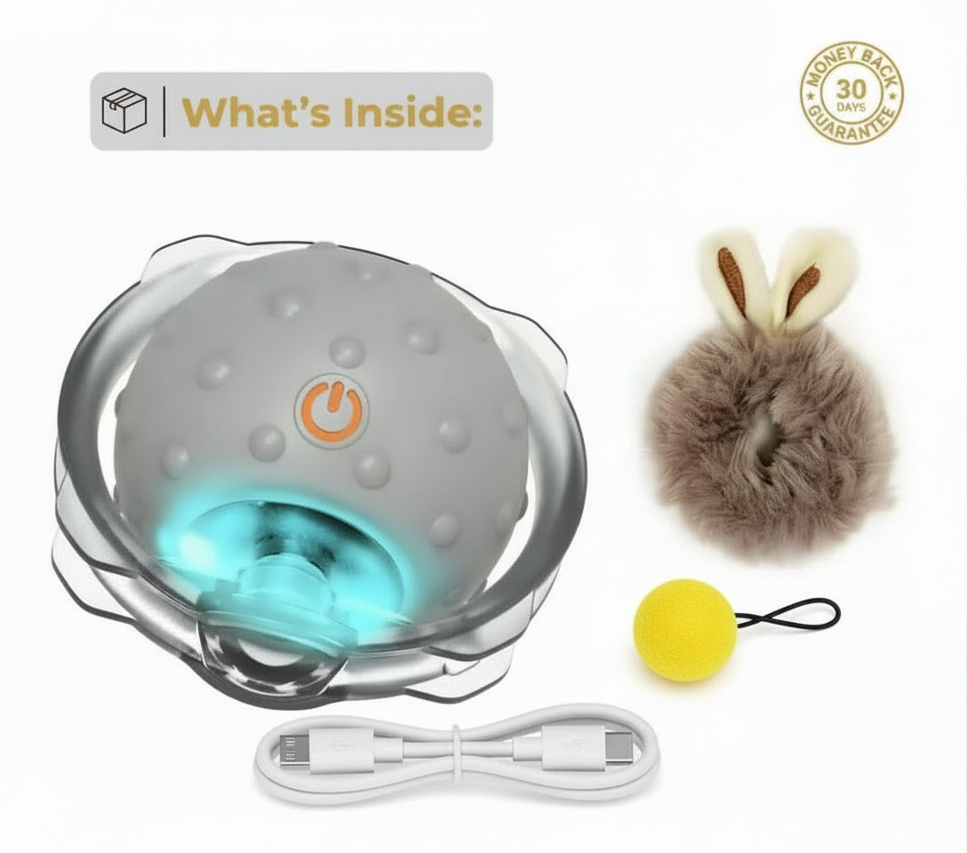 Smart Interactive Cat Toy – Plush Rolling Ball