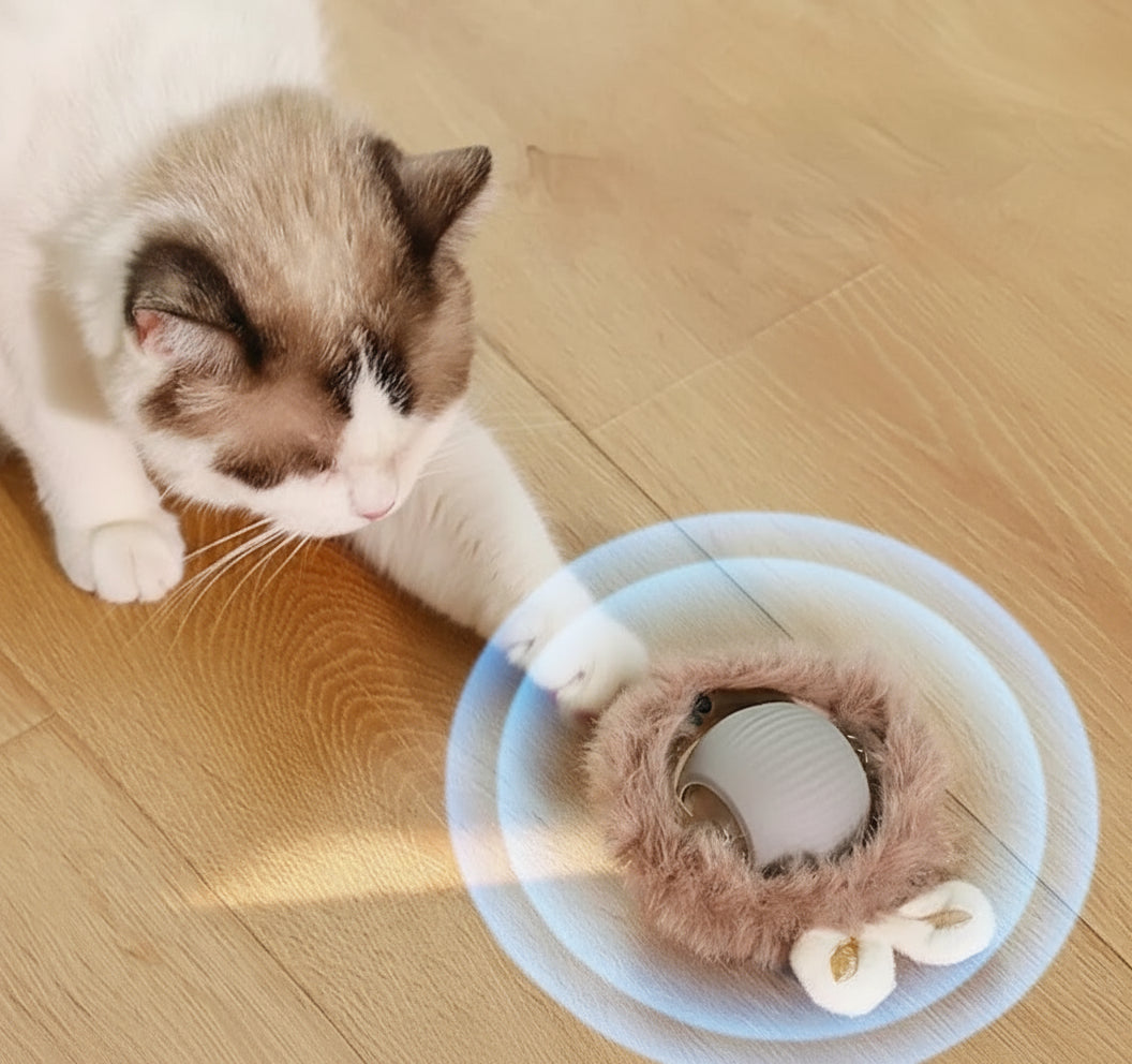 Smart Interactive Cat Toy – Plush Rolling Ball
